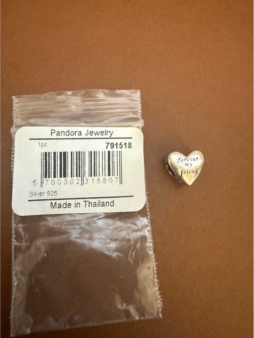 Pandora First My Mother Forever My Friend Heart Charm Sterling Silver 925